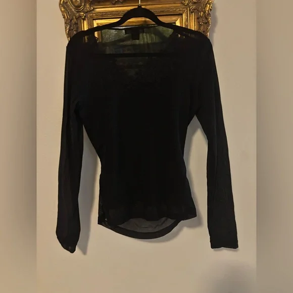 Karen Kane Black Blouse with Floral Embroidery - Picture 6 of 7